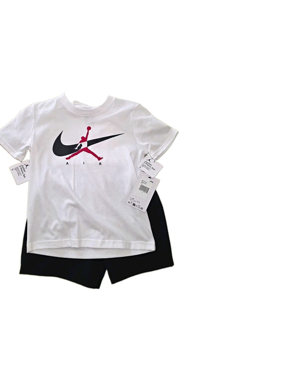 Jordan NIKE Boys 2-Piece Set Size 5 White Logo Tee & Black Shorts Jumpman